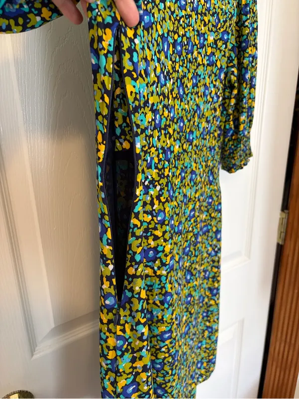 Rails Roma Mini Dress Abstract Garden Green Blue Size Small Printed Puff Sleeve - Image 4