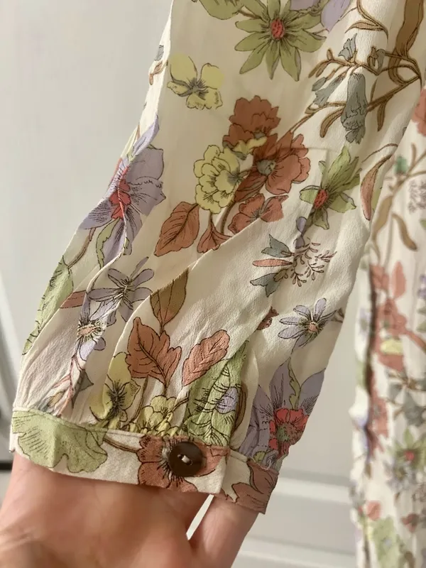 NWOT Olivaceous Cream Floral Long-Sleeve Tiered Dress with Green & Pink Accents - Image 5