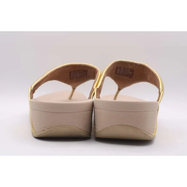 FitFlop Glitzy Lottie Thong Sandals Gold Metallic Leather Straps Womens Size 9 - Image 6