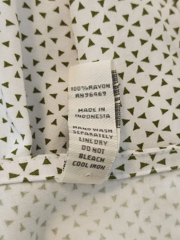 Valija White and Green Geometric Print Mini Babydoll Dress Size Small - Image 9