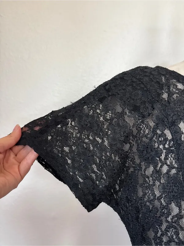 All That Jazz Vintage Witchy Goth Black Lace Short Sleeve Sheer Skater Dress - Image 4