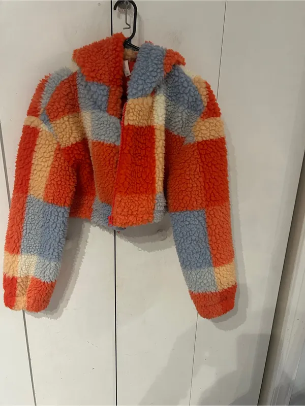 Daily Practice by Anthropologie faux shearling patchwork crop zip-up jacket - Image 4