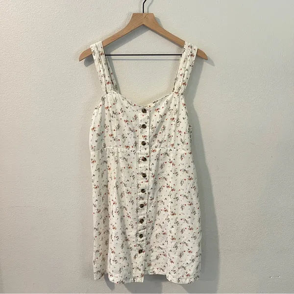 American Eagle Outfitters Ditsy Floral Cotton Linen Button Front Dress‎ Size L - Image 2