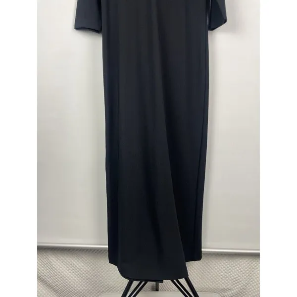 Boston‎ Proper Black Slinky Goth V-Neck 3/4 Sleeve Back Slit Midi Dress Size M - Image 5