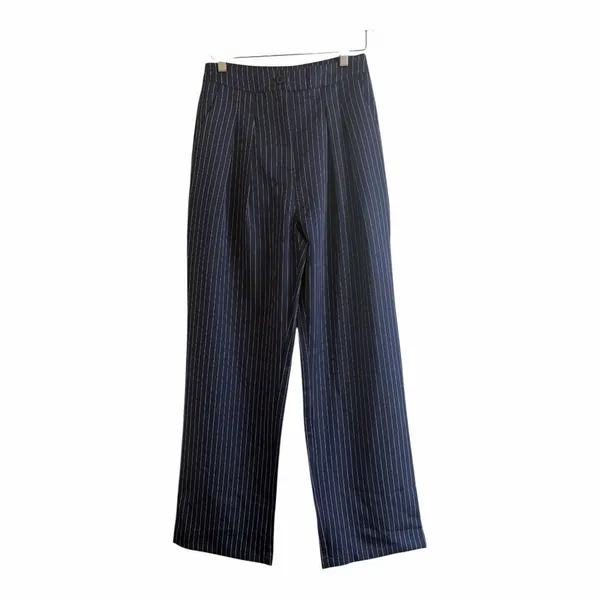 ✨Commense Pinstripe Pleated Wide-Leg Navy Sz Small Pants✨ - Image 7