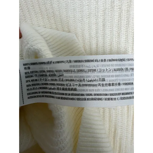 Abercrombie & Fitch Cream Knit Mutton Sleeve Cropped Cardigan Sweater Size XS - Image 6