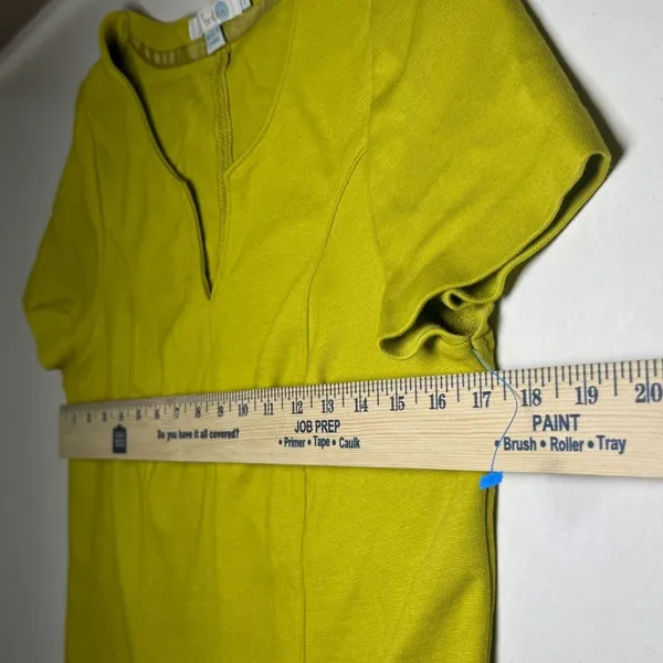 Boden Womens Chartreuse Yellow Shift Dress‎ Notch Neck Pockets US 4R - Image 7
