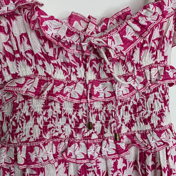 Saylor Denise Tiered Pink Floral Maxi Womens Dress Small - Image 8