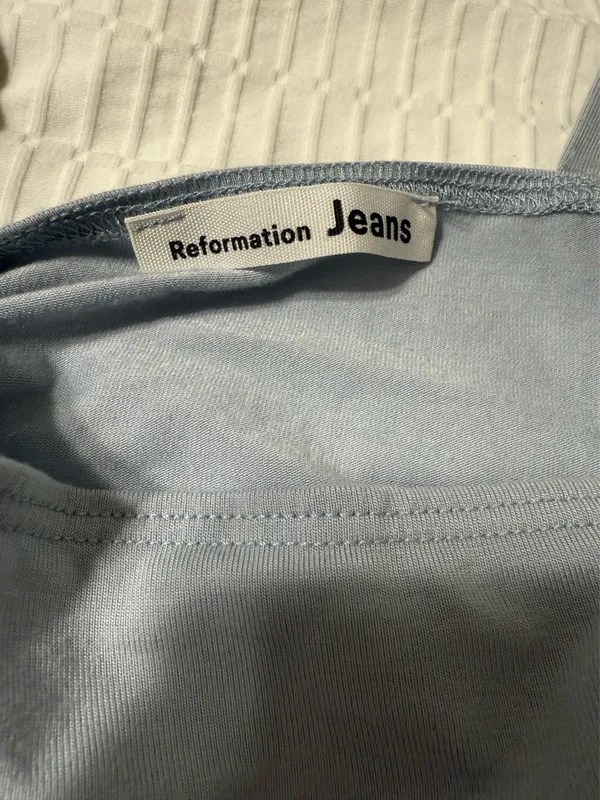 Reformation Jeans Blue Crop Tank Top Women Small Square Neckline - Image 4