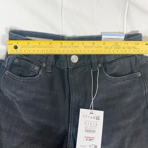 NWT black Pull & Bear Mid Waist Straight Leg Jeans Size 0 - Image 10