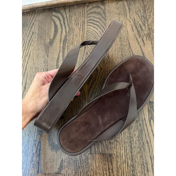 Reformation Eden Platform Flip Flop Espresso Brown Leather Suede Sz 9 NEW $228 - Image 11