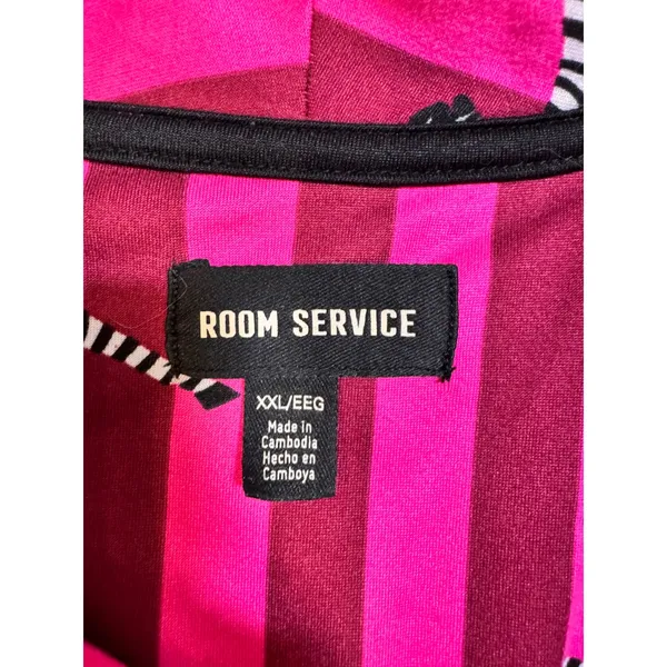 Room Service Pink Zebra Striped Pajama Set Long Sleeve Button Down XXL ZRS97677 - Image 6