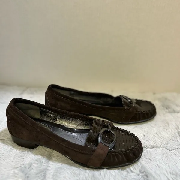 Alfani Dark Brown Suede Loafers with Buckle Detail - Image 10