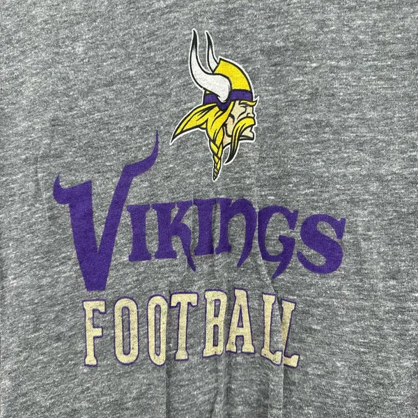 NFL Team Apparel Size Small Gray Minnesota Vikings‎ Football V Neck Tee Logo - Image 3