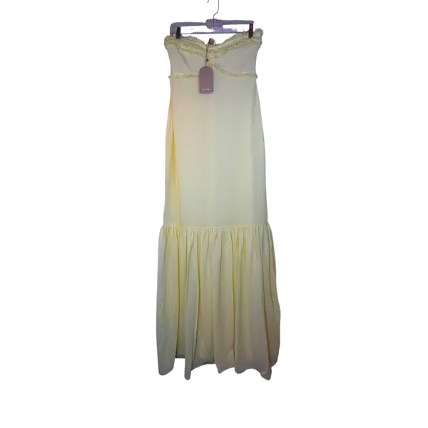 NWT - Meshki Olivette Strapless Chiffon Maxi Dress in Lemon Sherbert- Size M - Image 3