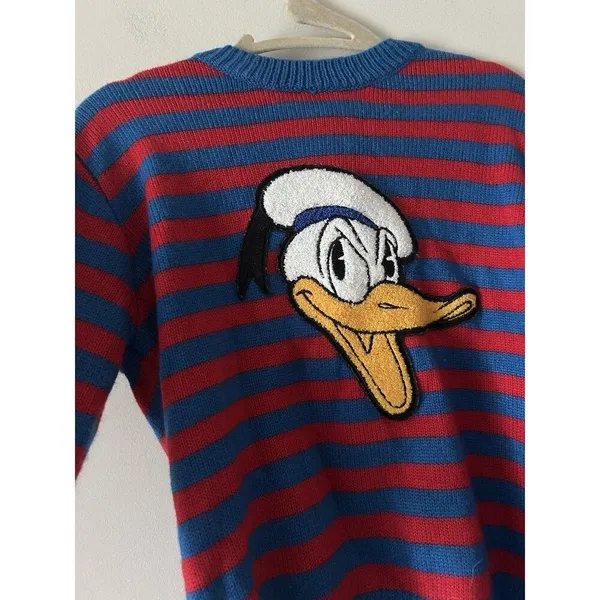 Disney X Forever 21 Retro Style Striped Donald Duck Sweater Size Medium - Image 3