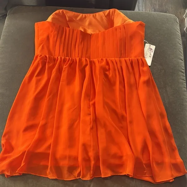 Women’s Orange Short Chiffon Formal Dress Strapless Zip Back Size XXXL NWT - Image 7