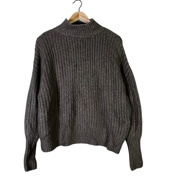 BKE Mock Neck Shaker Knit Pullover Sweater Gray Relaxed Fit Size S - Image 2