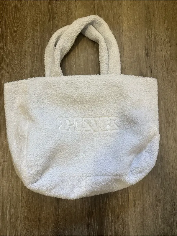 PINK Victoria's Secret Cream Sherpa Tote - Image 2