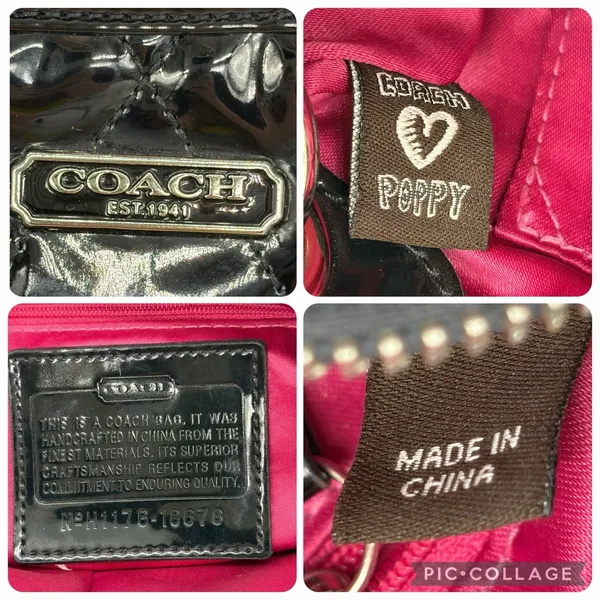 Vtg Y2K Coach Poppy Purse Liquid Gloss Turn Lock Black Quilted Pink Lining 18678 - Image 8
