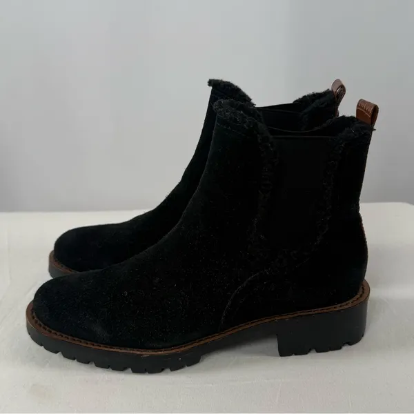 Sam Edelman Jaclyn Suede Sherpa Lined Chelsea‎ Boot in Black Size 6 - Image 3