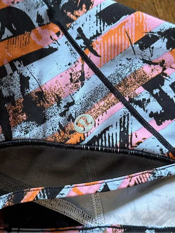 Lululemon Pink, Orange & Blue Geometric Striped Athletic Hotty Hot Shorts - Image 2