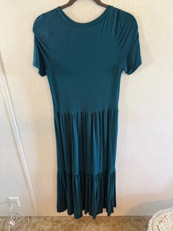 Saint + Sofia Teal Green Tiered Maxi Dress Short Sleeve Size 6 - Image 2