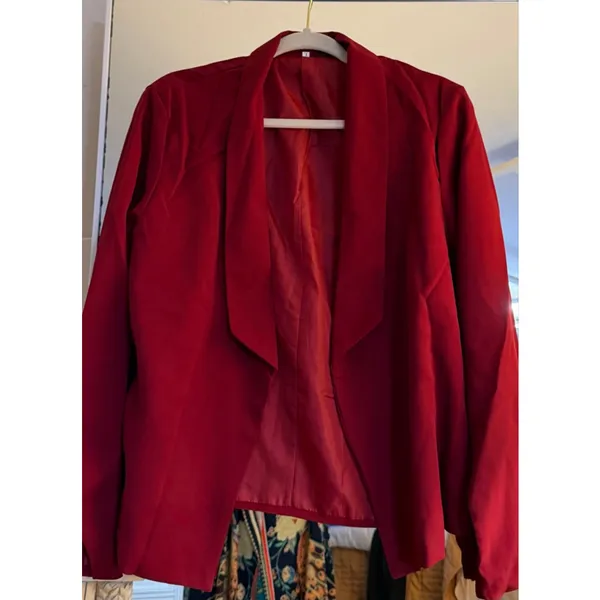 NEW Cropped Formal Open Front Blazer Long Sleeve Loose Blazer L - Image 3