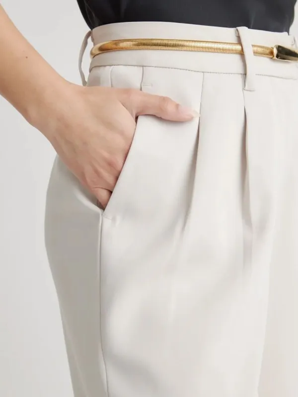 Quince Stretch Crepe Pleated Wide Leg Pants - Image 3