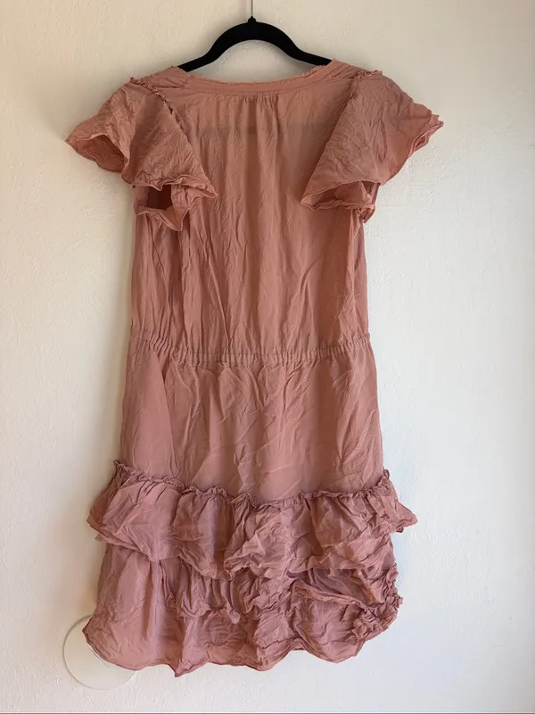 Banana republic silk dress flutter sleeve ruffle ladylike demure - Image 7