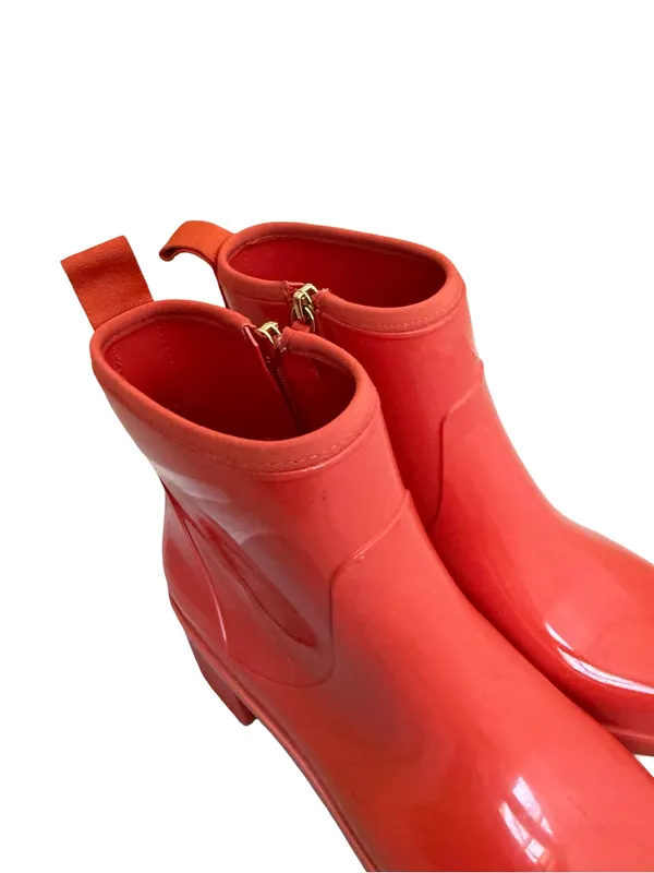 Kate Spade Bold Orange Rain Boots Casual Bright Orange Patent Rubber Size 9 - Image 7