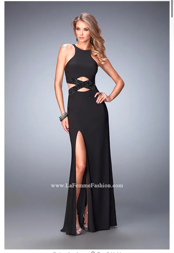 Long Black Formal Cut Out Dress - Image 4