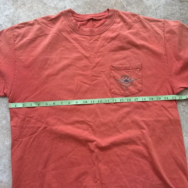 Vintage 2006 Y2K Sarasota, Florida Harley Davidson orange and black pocket tee - Image 3