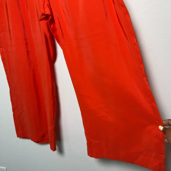 Cabi Women Campground Crop Pants Large Red Wide Leg Pull On Elastic Waist 6609 - Image 3