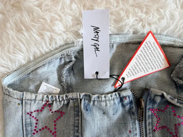 Nasty Gal Star Hotfix Denim Bandeau Top US 2 - Image 4