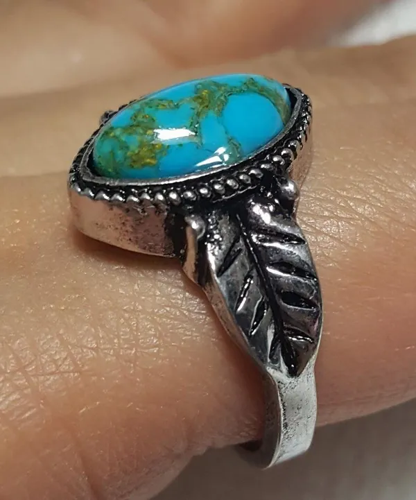 Antique silver Turquoise Ring size - Image 2