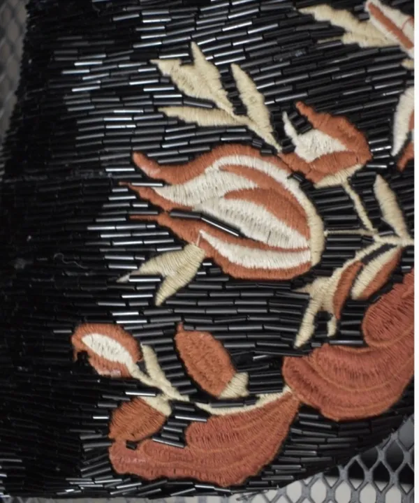 Free People Bugle Bead Clutch/Sling Bag in Black Embroidered Combo NWT $128R - Image 7