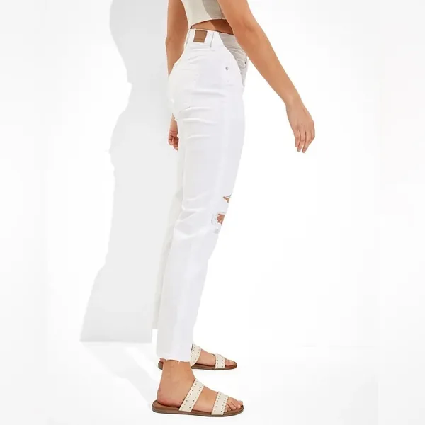 American Eagle‎ Outfitters white Mom Straight Jeans size 10 - Image 3