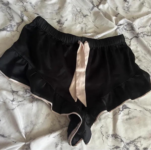 Victoria’s Secret black silky satin sleep / lounge shorts - Image 2
