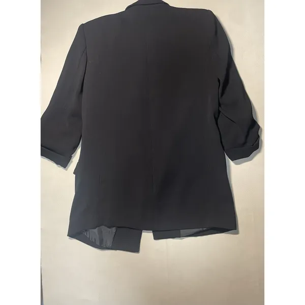 Zara black blazer witht 3/4 length‎ sleeves and silver button details - Image 4