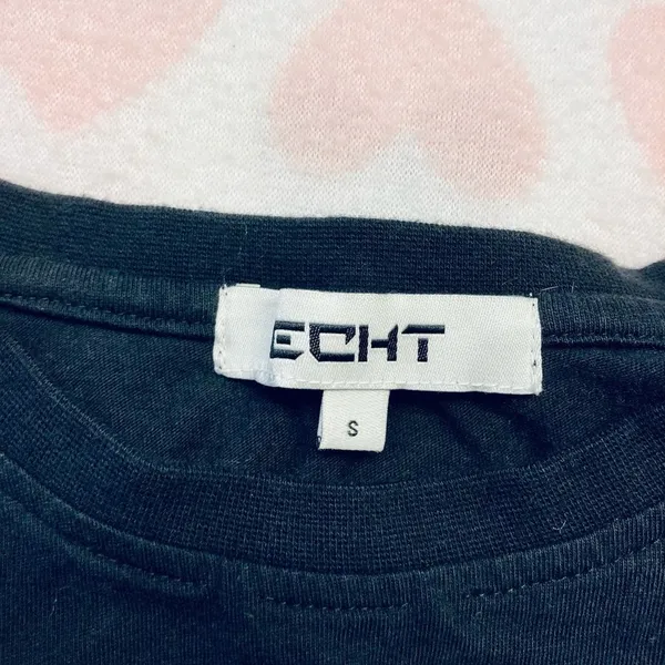 ECHT T-Shirt Womens Small Black Cotton Short Sleeve Logo Athletic Gym Tee‎ - Image 3