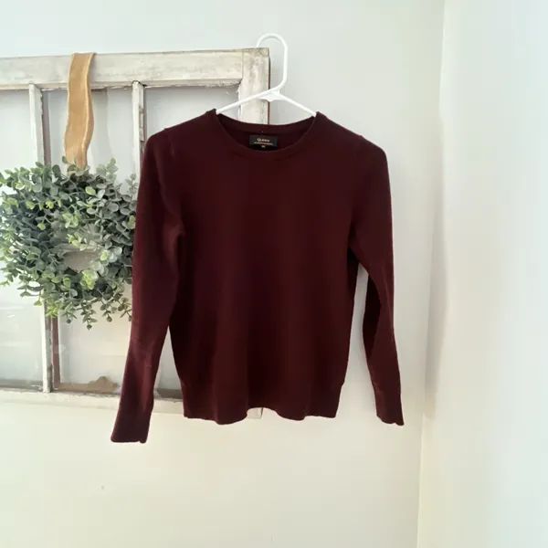 Quince Mongolian Cashmere Crewneck Sweater Rich‎ Burgundy Maroon Women's XS - Image 2