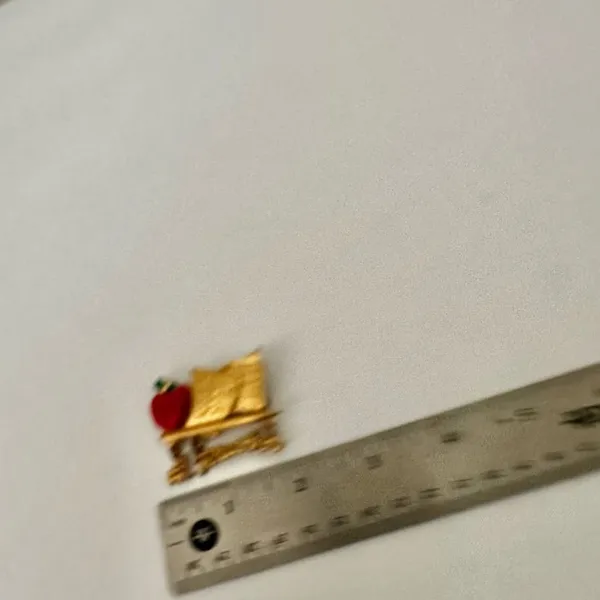 OAJC vintage teacher red apple gold tone brooch - Image 4
