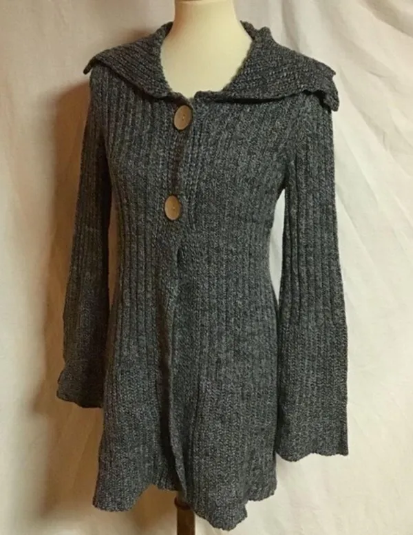 Vtg Gray Y2K hippie boho bell sleeve sweater - Image 15