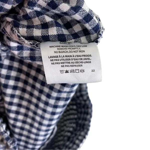 John Galt California Blue White Checkered Elastic Waist Cotton Cropped‎ Pants S - Image 6
