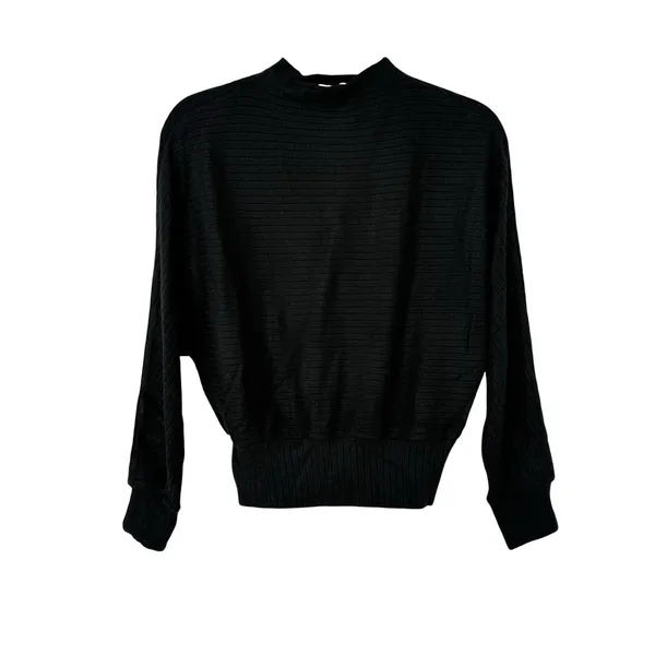 Madewell Mockneck Dolman Sleeve Rib Knit Top Black Long Sleeve Pullover XXS NWT - Image 2