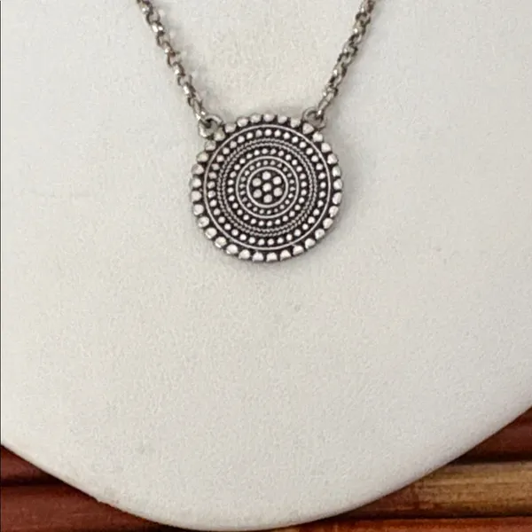 Lucky Brand Medallion Silver Necklace 17”-18.5” - Image 3
