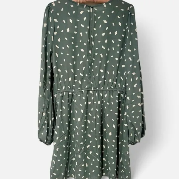NWT Abercrombie & Fitch Womens Size XL Green Modern Polka Dot Mini Dress NEW - Image 3
