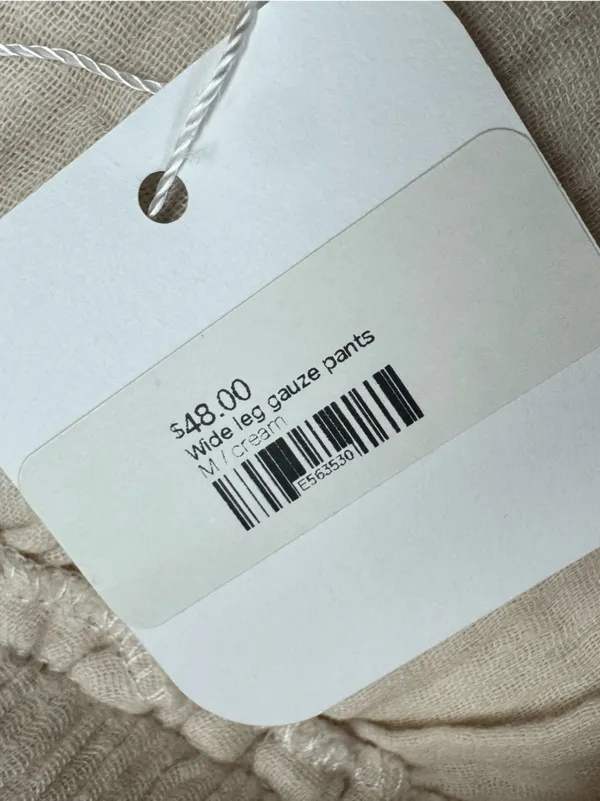 NEW Miou Muse Wide Leg Gauze Pants Cream Women’s Medium - Image 3