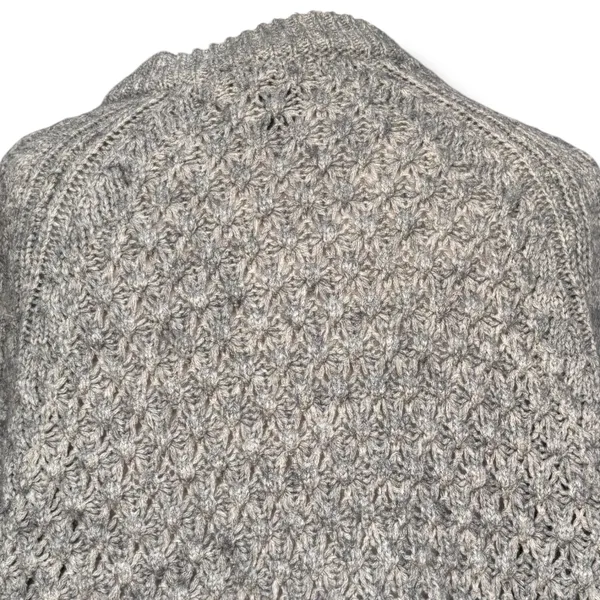 Gray Marled Chunky Open Knit Oversized Sweater Fisherman Cozy Cabin Crewneck - Image 6